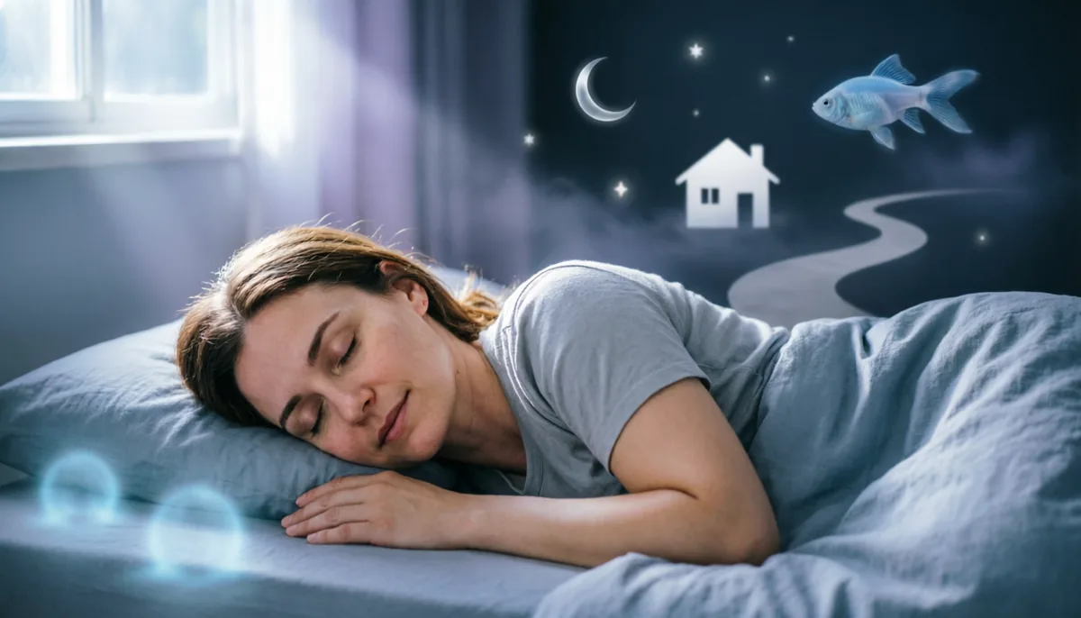 Спящий человек и мягкий ночной сюжет, связанный со сновидениями