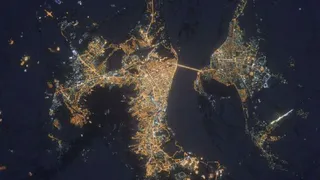 Вид из космоса на ночной Саратов 